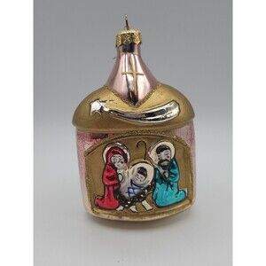 Vintage Blown Glass Nativity Scene Ornament Made in Poland